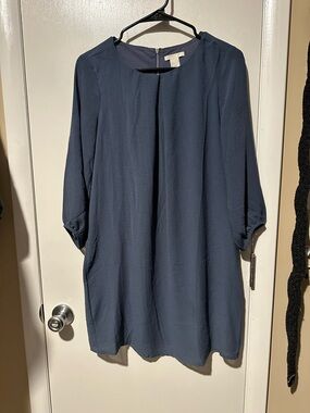 H&M Dark Navy Crewneck Dress with Exposed Back Zip